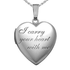 Sterling Silver "I Carry Your Heart With Me" Heart Photo Locket