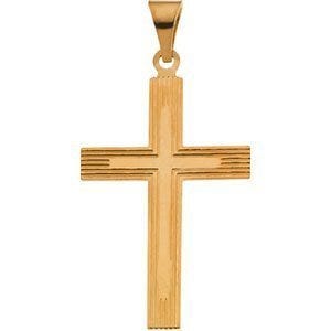 14K Yellow Gold CROSS PENDANT W/DESIGN