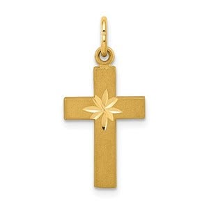 14k Small Diamond-cut Cross Pendant