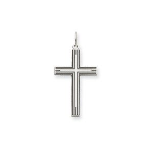 14K White Gold Laser Designed Cross Pendant