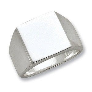 Sterling Silver Men's Square Solid Back Signet Ring