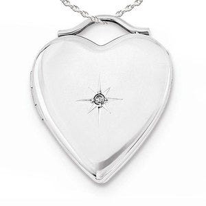 Sterling Silver Diamond Heart Photo Locket
