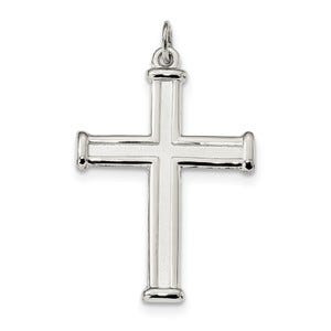 Sterling Silver Polished and Satin Cross Pendant