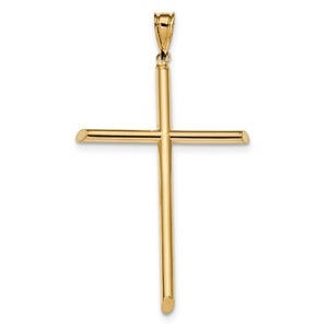 14k Polished Tube Cross Pendant