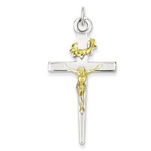 Sterling Silver & 18k Gold -plated Crucifix Pendant