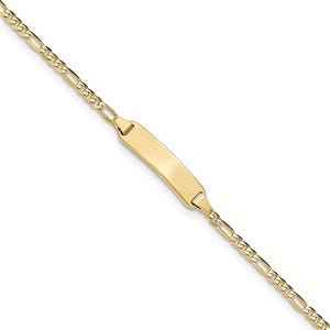 14k Yellow Gold Children's ID Figaro Bracelet