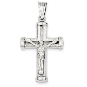 14k White Gold Reversible Crucifix /Cross Pendant