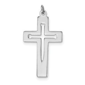 Sterling Silver Rhodium-plated Latin Cross Pendant
