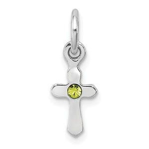 Sterling Silver RH Plated Child\'s Preciosca Crystal Aug Cross Pendant