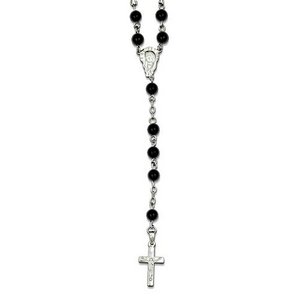 Sterling Silver Rose Quartz Rosary Necklace /with Young Virgin Mary Medal