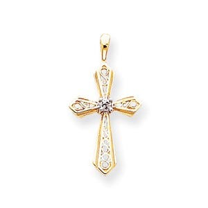 14k AA Diamond Cross Pendant
