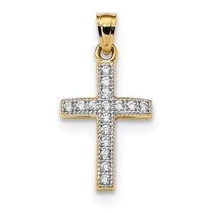 14k CZ Latin Cross Pendant