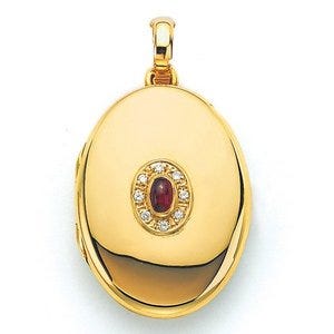 18K Yellow Gold Diamond & Ruby Locket