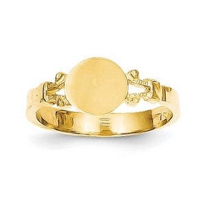 14K Gold Boy's Fancy Round Signet Ring