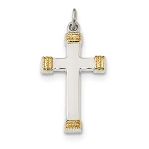 Sterling Silver & Gold-plated Polished Cross Pendant