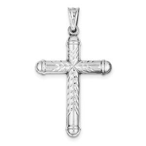 Sterling Silver Rhodium-plated Diamond -Cut Reversible Cross Pendant