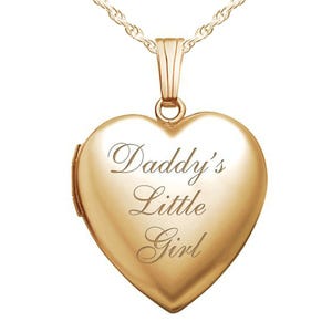 Yellow Gold Daddy's Little Girl Heart Photo Locket