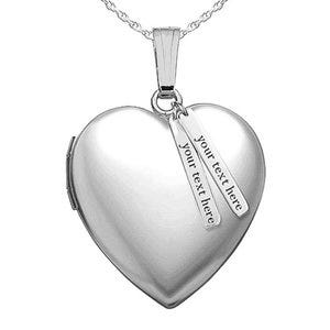 Sterling Silver Heart Photo Locket with Personalized Tabs
