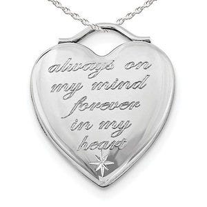 Sterling Silver "Always on my mind, Forever in my heart" Heart Photo Locket