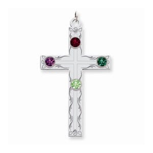 Sterling Silver Crystal Family Cross Pendant
