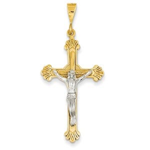 14k Two-tone Crucifix Pendant