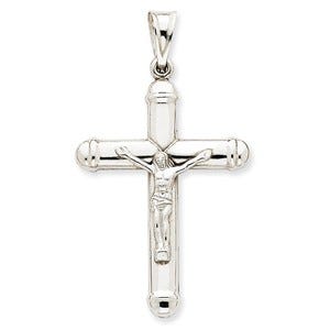 14k White Gold Reversible Crucifix /Cross Pendant