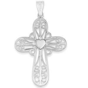 Sterling Silver Heart Cross Pendant