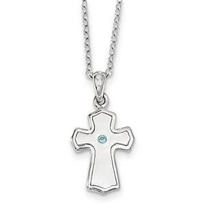 Sterling Silver CZ Child Of God (Boy) 14in. Necklace