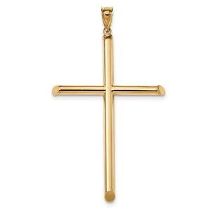 14k Polished Tube Cross Pendant