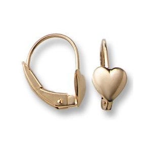 14K Yellow Gold Hearts Children Earrings