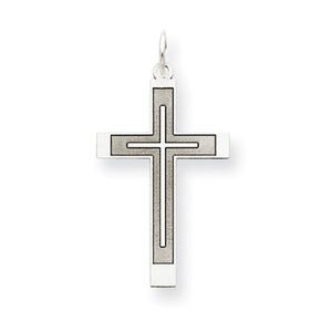 14K White Gold Laser Designed Cross Pendant