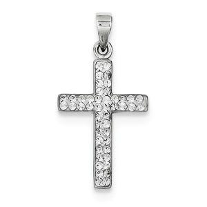Sterling Silver Rhodium Plated Stellux Crystal Cross Pendant
