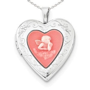 Sterling Silver Mother's Silhouette Heart Locket