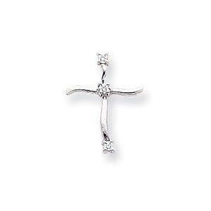 14k White Gold AA Diamond Cross Pendant