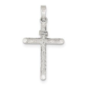 Sterling Silver Polished and Textured INRI Cross Pendant