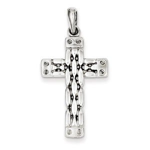 14k White Gold Panther Style Cross Pendant