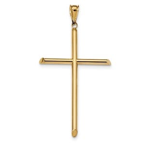 14k Polished Tube Cross Pendant