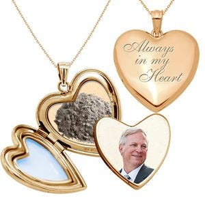 'Always in my Heart' Cremation & Hair Photo Locket