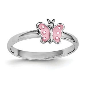 Sterling Silver Plated Child's Enameled Butterfly Ring