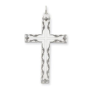 14K White Gold Laser Designed Cross Pendant