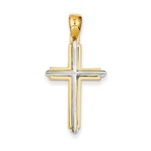 14k Two-tone Fancy Cross Pendant