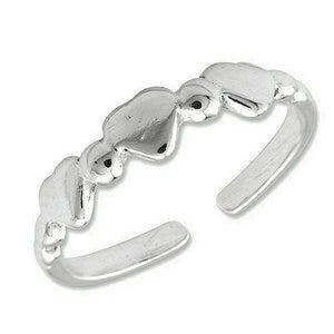 Sterling Silver Hearts Toe Ring