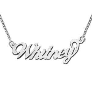 Sterling Silver "Script" Style Horizontal Name Necklace with Chain