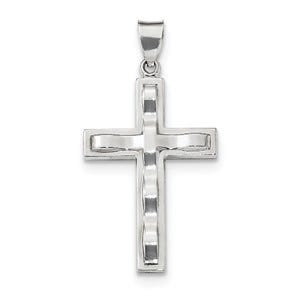 Sterling Silver Rhodium-plated Polished Cross Pendant
