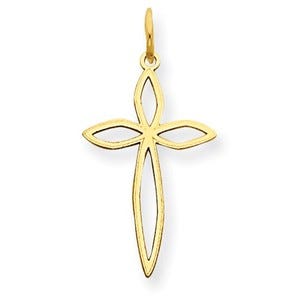 14K Laser Designed Cross Charm