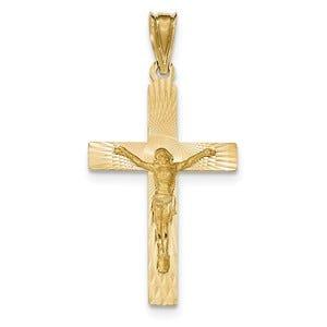 14k Polished Satin and D/C Crucifix Pendant