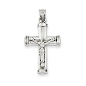 14k White Gold Reversible Crucifix /Cross Pendant