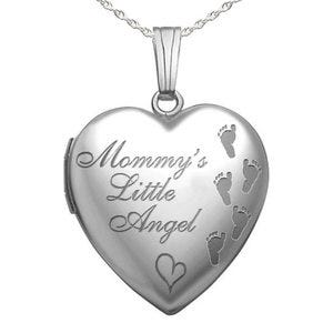 Sterling Silver "Mommy's Little Angel" Heart Photo Locket