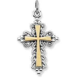 Sterling Silver CROSS PENDANT w/ Gold Plating