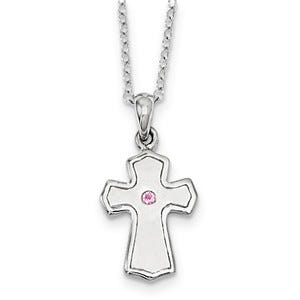 Sterling Silver CZ Child Of God (Girl) 14in. Necklace